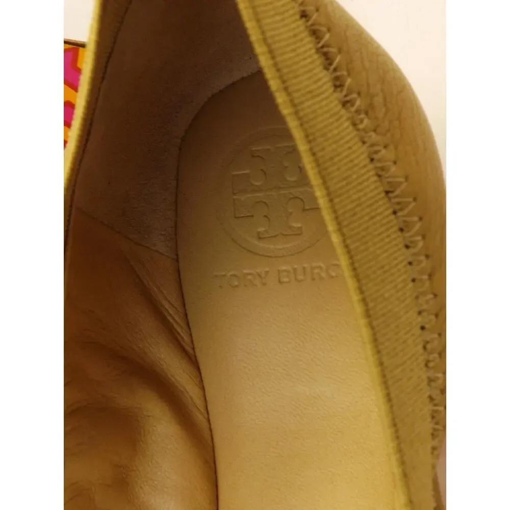 NIB TORY BURCH CAROLINE 2 DARK SAND LEATHER GOLD REVA NELLIE BALLET FLATS 7.5